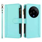 For Xiaomi 14 Ultra Magnetic Closure 9 Card Slots Zipper Leather Case with Hand Strap(Mint Green) - 2