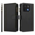 For Xiaomi 14T Pro Magnetic Closure Nine Card Slots Zipper Leather Case with Hand Strap(Black) - 2