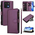 For Xiaomi 14T Pro Magnetic Closure Nine Card Slots Zipper Leather Case with Hand Strap(Purple) - 1