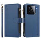 For Xiaomi 15 Magnetic Closure Nine Card Slots Zipper Leather Case with Hand Strap(Dark Blue) - 2