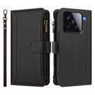For Xiaomi 15 Magnetic Closure 9 Card Slots Zipper Leather Case with Hand Strap(Black) - 2