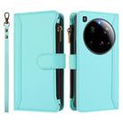 For Xiaomi 15 Ultra Magnetic Closure 9 Card Slots Zipper Leather Case with Hand Strap(Mint Green) - 2