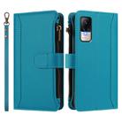For Xiaomi Civi 1S Magnetic Closure 9 Card Slots Zipper Leather Case with Hand Strap(Turquoise) - 2
