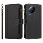 For Xiaomi Civi 3 Magnetic Closure 9 Card Slots Zipper Leather Case with Hand Strap(Black) - 2