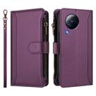 For Xiaomi Civi 3 Magnetic Closure 9 Card Slots Zipper Leather Case with Hand Strap(Purple) - 2