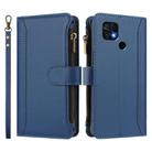For Xiaomi Poco C40 / Redmi 10C Magnetic Closure 9 Card Slots Zipper Leather Case with Hand Strap(Dark Blue) - 2