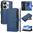 For Xiaomi Poco F6 Magnetic Closure 9 Card Slots Zipper Leather Case with Hand Strap(Dark Blue) - 1
