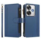 For Xiaomi Poco F6 Magnetic Closure 9 Card Slots Zipper Leather Case with Hand Strap(Dark Blue) - 2