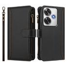 For Xiaomi Poco F6 Magnetic Closure 9 Card Slots Zipper Leather Case with Hand Strap(Black) - 2