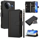 For Xiaomi Poco F7 Pro / F7 Ultra Magnetic Closure 9 Card Slots Zipper Leather Case with Hand Strap(Black) - 1