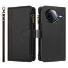 For Xiaomi Poco F7 Pro / F7 Ultra Magnetic Closure 9 Card Slots Zipper Leather Case with Hand Strap(Black) - 2