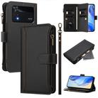 For Xiaomi Poco M4 Pro 4G Magnetic Closure 9 Card Slots Zipper Leather Case with Hand Strap(Black) - 1