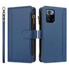 For Xiaomi Poco X3 GT Magnetic Closure 9 Card Slots Zipper Leather Case with Hand Strap(Dark Blue) - 2