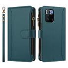 For Xiaomi Poco X3 GT Magnetic Closure 9 Card Slots Zipper Leather Case with Hand Strap(Dark Green) - 2