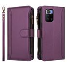 For Xiaomi Poco X3 GT Magnetic Closure 9 Card Slots Zipper Leather Case with Hand Strap(Purple) - 2