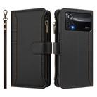 For Xiaomi Poco X4 Pro 5G Magnetic Closure 9 Card Slots Zipper Leather Case with Hand Strap(Black) - 2