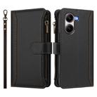 For Xiaomi Poco X7 Pro Magnetic Closure 9 Card Slots Zipper Leather Case with Hand Strap(Black) - 2