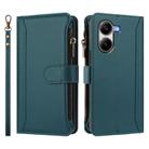 For Xiaomi Poco X7 Pro Magnetic Closure 9 Card Slots Zipper Leather Case with Hand Strap(Dark Green) - 2
