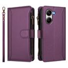 For Xiaomi Poco X7 Pro Magnetic Closure 9 Card Slots Zipper Leather Case with Hand Strap(Purple) - 2