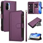 For Xiaomi Mi 11i / 11X / 11X Pro Magnetic Closure 9 Card Slots Zipper Leather Case with Hand Strap(Purple) - 1