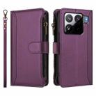 For Xiaomi 15S Pro Magnetic Closure 9 Card Slots Zipper Leather Case with Hand Strap(Purple) - 2