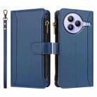For Xiaomi Civi 5 Pro Magnetic Closure 9 Card Slots Zipper Leather Case with Hand Strap(Dark Blue) - 2