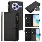 For Xiaomi Civi 5 Pro Magnetic Closure 9 Card Slots Zipper Leather Case with Hand Strap(Black) - 1