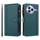 For Xiaomi Civi 5 Pro Magnetic Closure 9 Card Slots Zipper Leather Case with Hand Strap(Dark Green) - 2
