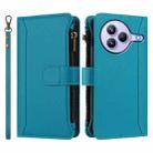 For Xiaomi Civi 5 Pro Magnetic Closure 9 Card Slots Zipper Leather Case with Hand Strap(Turquoise) - 2