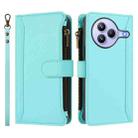 For Xiaomi Civi 5 Pro Magnetic Closure 9 Card Slots Zipper Leather Case with Hand Strap(Mint Green) - 2