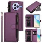 For Xiaomi Civi 5 Pro Magnetic Closure 9 Card Slots Zipper Leather Case with Hand Strap(Purple) - 1