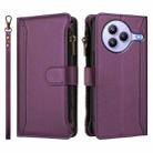 For Xiaomi Civi 5 Pro Magnetic Closure 9 Card Slots Zipper Leather Case with Hand Strap(Purple) - 2