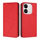 For Itel A80 Strong Magnetic Frosted Flip Leather Phone Case(Red) - 1