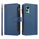 For Ulefone Note 14 Magnetic Closure 9 Card Slots Zipper Leather Case with Hand Strap(Dark Blue) - 2