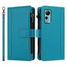 For Ulefone Note 14 Magnetic Closure 9 Card Slots Zipper Leather Case with Hand Strap(Turquoise) - 2