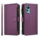 For Ulefone Note 14 Magnetic Closure 9 Card Slots Zipper Leather Case with Hand Strap(Purple) - 2