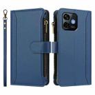 For Ulefone Note 16 Pro Magnetic Closure 9 Card Slots Zipper Leather Case with Hand Strap(Dark Blue) - 2