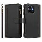 For Ulefone Note 16 Pro Magnetic Closure 9 Card Slots Zipper Leather Case with Hand Strap(Black) - 2