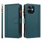 For Ulefone Note 16 Pro Magnetic Closure 9 Card Slots Zipper Leather Case with Hand Strap(Dark Green) - 2