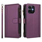 For Ulefone Note 16 Pro Magnetic Closure 9 Card Slots Zipper Leather Case with Hand Strap(Purple) - 2