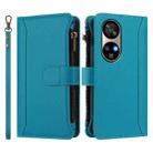 For Ulefone Note 17 Pro Magnetic Closure 9 Card Slots Zipper Leather Case with Hand Strap(Turquoise) - 2