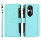 For Ulefone Note 17 Pro Magnetic Closure 9 Card Slots Zipper Leather Case with Hand Strap(Mint Green) - 2