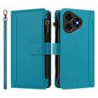 For Ulefone Note 19 Magnetic Closure 9 Card Slots Zipper Leather Case with Hand Strap(Turquoise) - 2