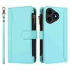 For Ulefone Note 19 Magnetic Closure 9 Card Slots Zipper Leather Case with Hand Strap(Mint Green) - 2