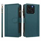 For Ulefone Note 20 Pro Magnetic Closure 9 Card Slots Zipper Leather Case with Hand Strap(Dark Green) - 2