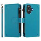 For Ulefone Note 21 Magnetic Closure 9 Card Slots Zipper Leather Case with Hand Strap(Turquoise) - 2