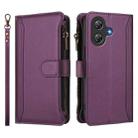 For Ulefone Note 21 Magnetic Closure 9 Card Slots Zipper Leather Case with Hand Strap(Purple) - 2