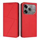 For Tecno Pova 6 / Pova 6 Pro Strong Magnetic Frosted Flip Leather Phone Case(Red) - 1