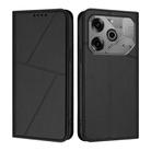 For Tecno Pova 6 / Pova 6 Pro Strong Magnetic Frosted Flip Leather Phone Case(Black) - 1
