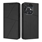For Tecno Spark 10C Strong Magnetic Frosted Flip Leather Phone Case(Black) - 1
